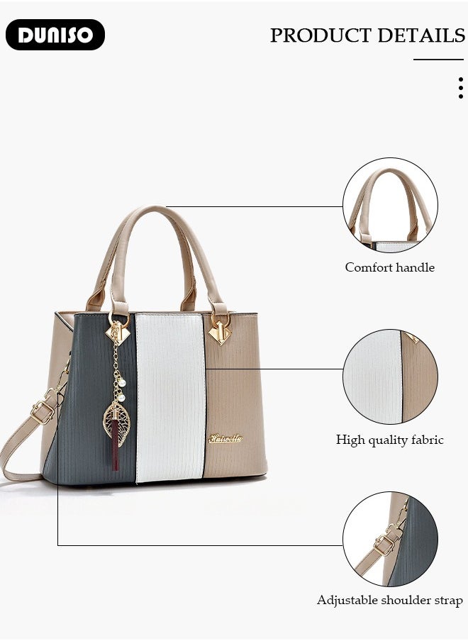 Women's Fashion Handbag Faux Leather Crossbody Bag For Women Large Capacity Bow Trim Tote Bags Top Handle Satchel Fashionable Travel Shoulder Bag For Ladies