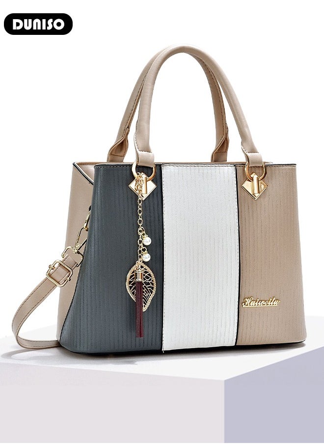 Women's Fashion Handbag Faux Leather Crossbody Bag For Women Large Capacity Bow Trim Tote Bags Top Handle Satchel Fashionable Travel Shoulder Bag For Ladies