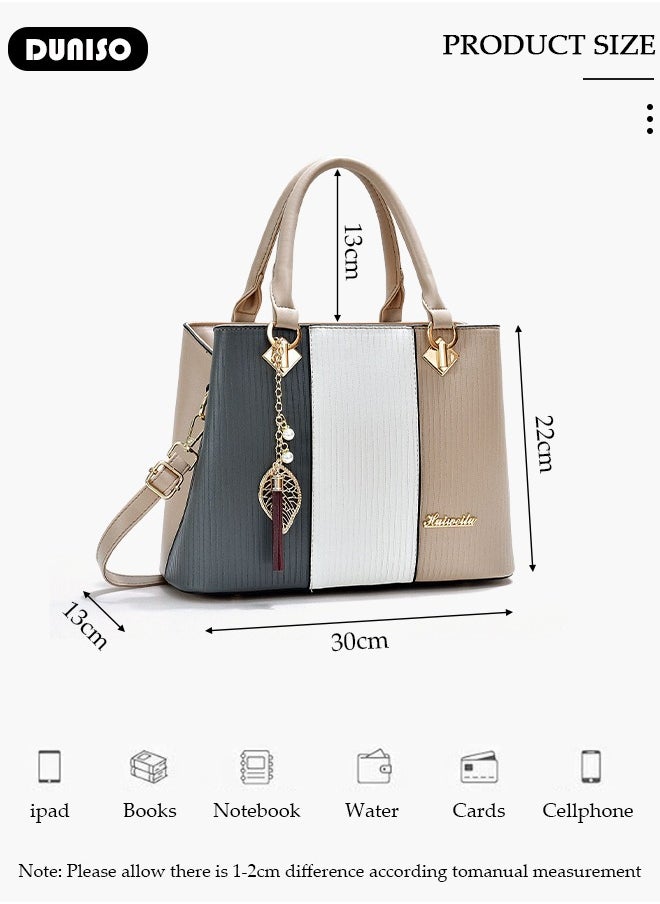 Women's Fashion Handbag Faux Leather Crossbody Bag For Women Large Capacity Bow Trim Tote Bags Top Handle Satchel Fashionable Travel Shoulder Bag For Ladies