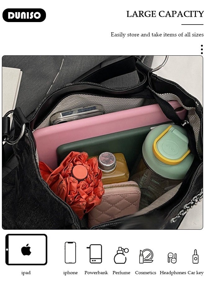 Women's Shoulder Tote Bag Canvas Handbag For Women Large Capacity Crossbody Bag Fashionable Travel Messenger Shoulder Bag For Ladies Girls College Students