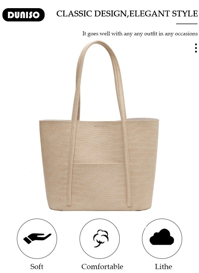 Women's Shoulder Tote Bag Faux Leather Handbag for Women Large Capacity Messenger Fashionable Travel Shoulder Bag for Ladies Girls College Students