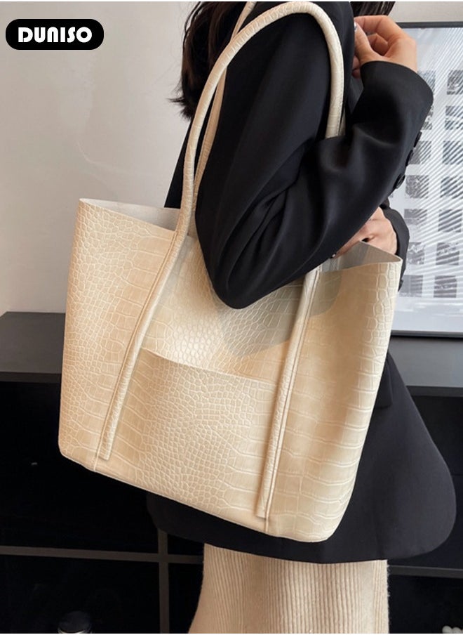 Women's Shoulder Tote Bag Faux Leather Handbag for Women Large Capacity Messenger Fashionable Travel Shoulder Bag for Ladies Girls College Students