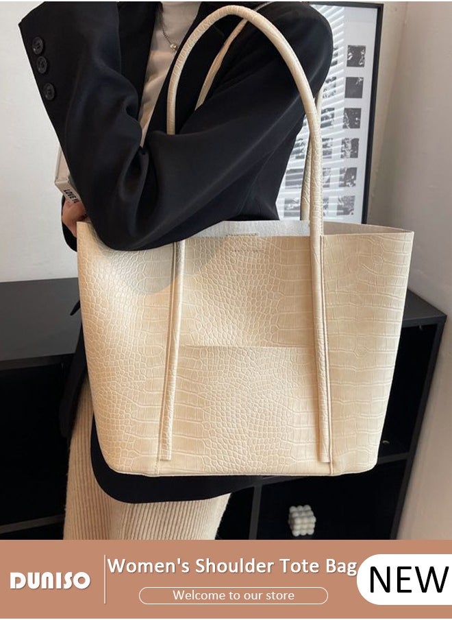 Women's Shoulder Tote Bag Faux Leather Handbag for Women Large Capacity Messenger Fashionable Travel Shoulder Bag for Ladies Girls College Students