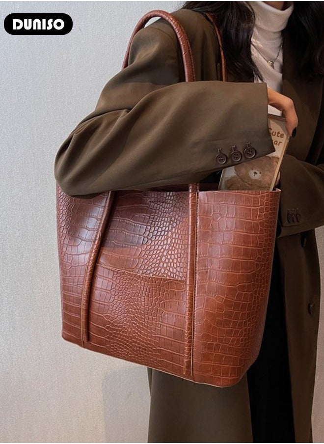 Women's Shoulder Tote Bag Faux Leather Handbag for Women Large Capacity Messenger Fashionable Travel Shoulder Bag for Ladies Girls College Students