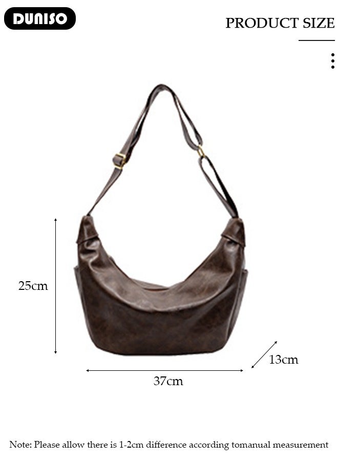 Women's Shoulder Tote Bag Faux Leather Handbag for Women Large Capacity Messenger Fashionable Travel Crossbody Bag for Ladies Girls College Students