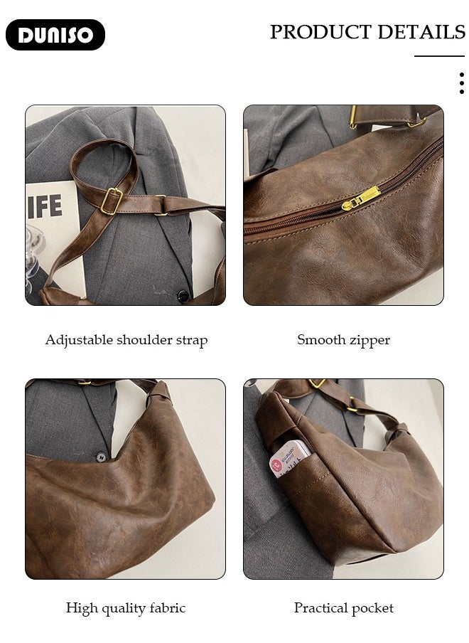 Women's Shoulder Tote Bag Faux Leather Handbag for Women Large Capacity Messenger Fashionable Travel Crossbody Bag for Ladies Girls College Students
