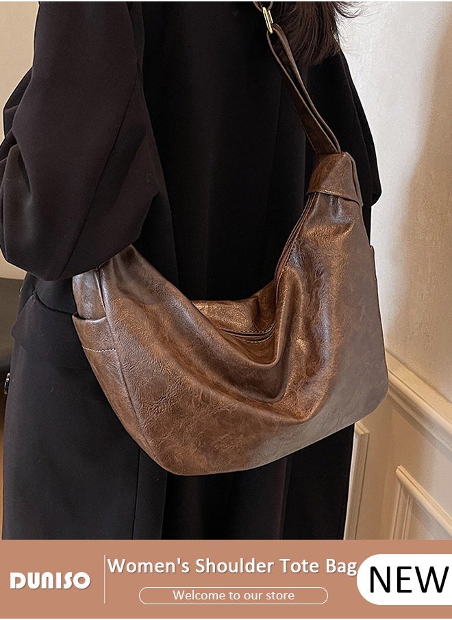 Women's Shoulder Tote Bag Faux Leather Handbag for Women Large Capacity Messenger Fashionable Travel Crossbody Bag for Ladies Girls College Students