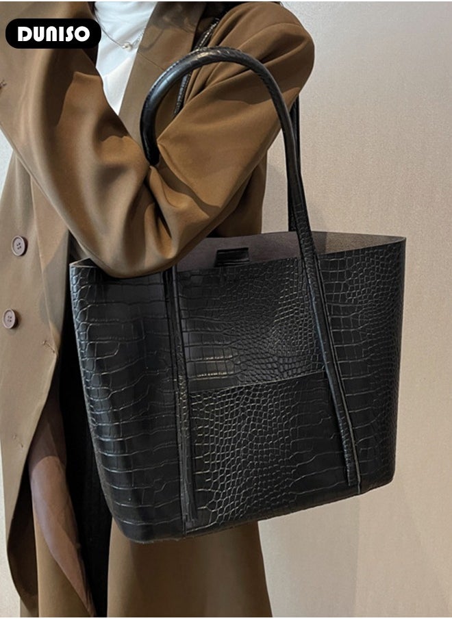 Women's Shoulder Tote Bag Faux Leather Handbag for Women Large Capacity Messenger Fashionable Travel Shoulder Bag for Ladies Girls College Students