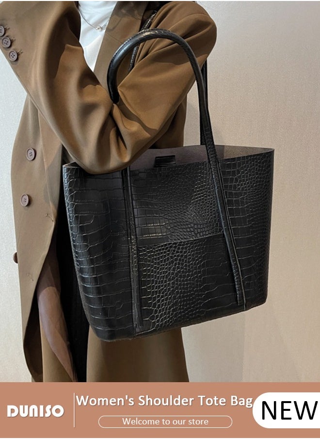 Women's Shoulder Tote Bag Faux Leather Handbag for Women Large Capacity Messenger Fashionable Travel Shoulder Bag for Ladies Girls College Students