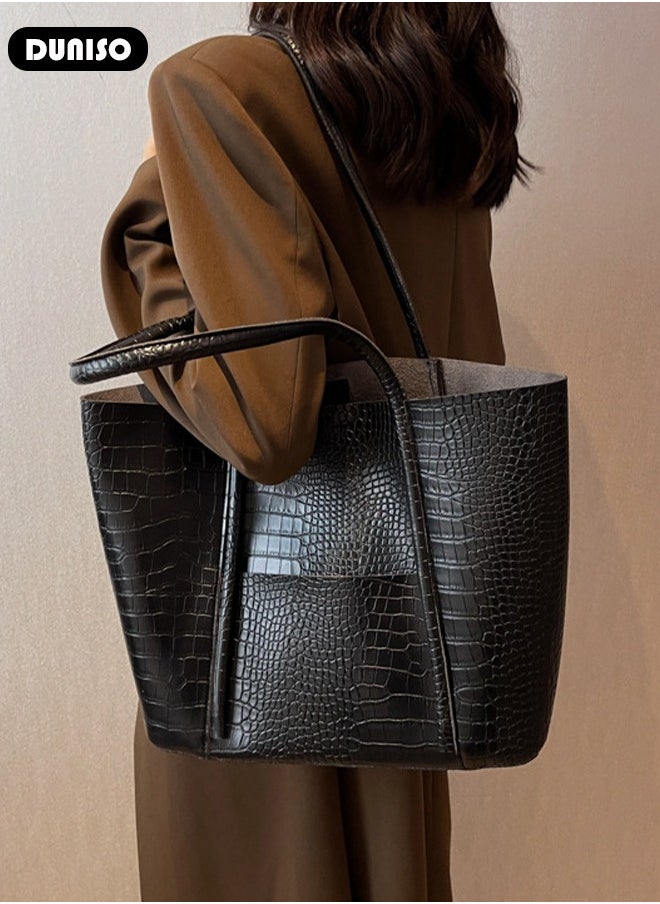 Women's Shoulder Tote Bag Faux Leather Handbag for Women Large Capacity Messenger Fashionable Travel Shoulder Bag for Ladies Girls College Students