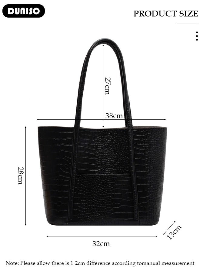 Women's Shoulder Tote Bag Faux Leather Handbag for Women Large Capacity Messenger Fashionable Travel Shoulder Bag for Ladies Girls College Students