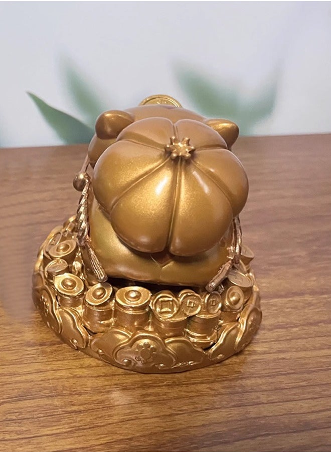 Pokémon Golden Fortune Bulbasaur Action Figure Decorative Resin Sculpture Home Decor Statue, Art Figurine Home Ornament Decoration for Office, Living Room, Bedroom, Book Shelf, TV Cabinet, Desktop