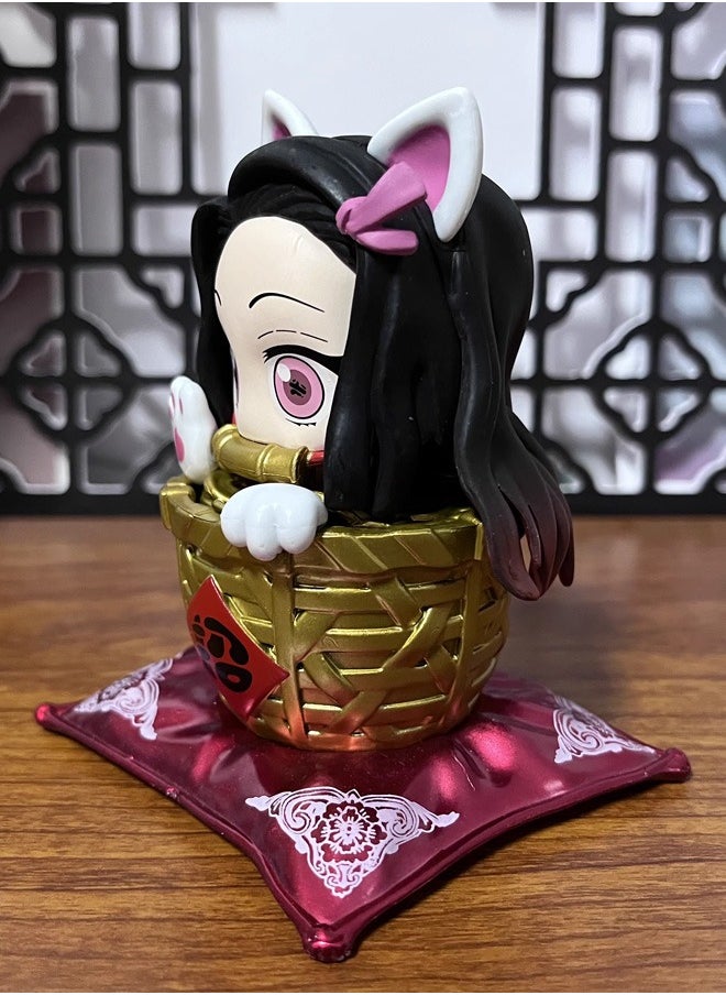 Demon Slayer: Kimetsu no Yaiba Fortune Nezuko Action Figure Decorative Resin Sculpture Home Decor Statue, Art Figurine Home Ornament Decoration for Office, Living Room, Bedroom, Book Shelf, TV Cabinet, Desktop