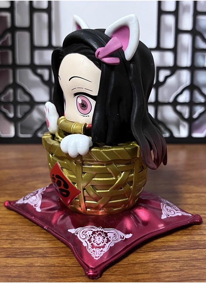 Demon Slayer: Kimetsu no Yaiba Fortune Nezuko Action Figure Decorative Resin Sculpture Home Decor Statue, Art Figurine Home Ornament Decoration for Office, Living Room, Bedroom, Book Shelf, TV Cabinet, Desktop