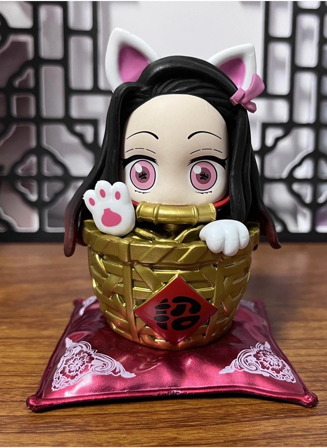 Demon Slayer: Kimetsu no Yaiba Fortune Nezuko Action Figure Decorative Resin Sculpture Home Decor Statue, Art Figurine Home Ornament Decoration for Office, Living Room, Bedroom, Book Shelf, TV Cabinet, Desktop