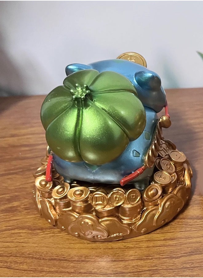 Pokémon Colorful Fortune Bulbasaur Action Figure Decorative Resin Sculpture Home Decor Statue, Art Figurine Home Ornament Decoration for Office, Living Room, Bedroom, Book Shelf, TV Cabinet, Desktop