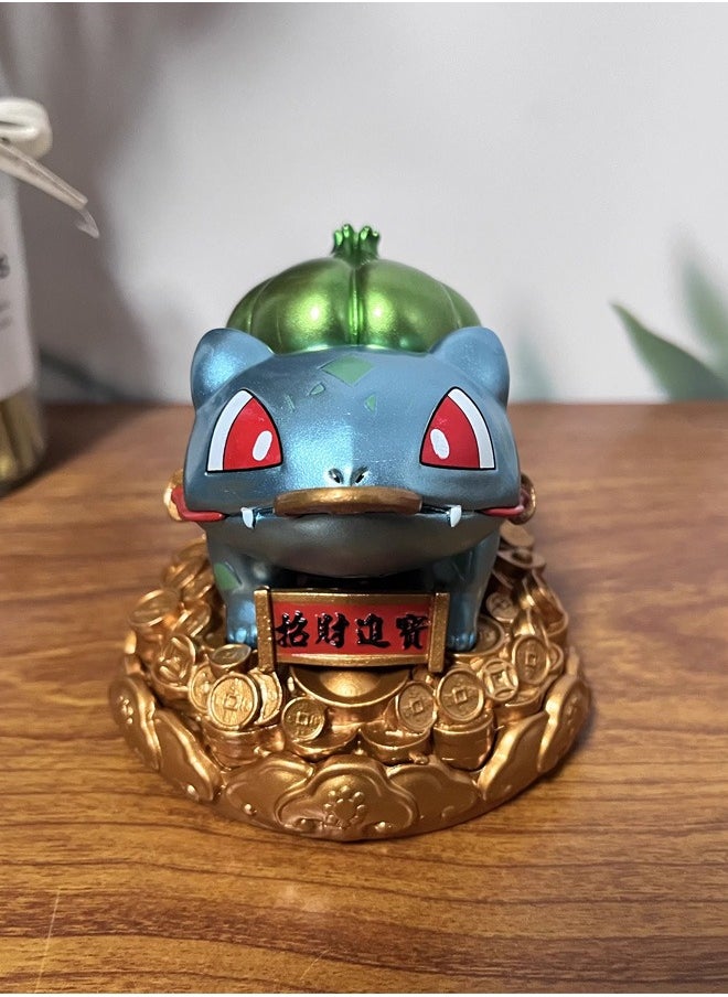 Pokémon Colorful Fortune Bulbasaur Action Figure Decorative Resin Sculpture Home Decor Statue, Art Figurine Home Ornament Decoration for Office, Living Room, Bedroom, Book Shelf, TV Cabinet, Desktop