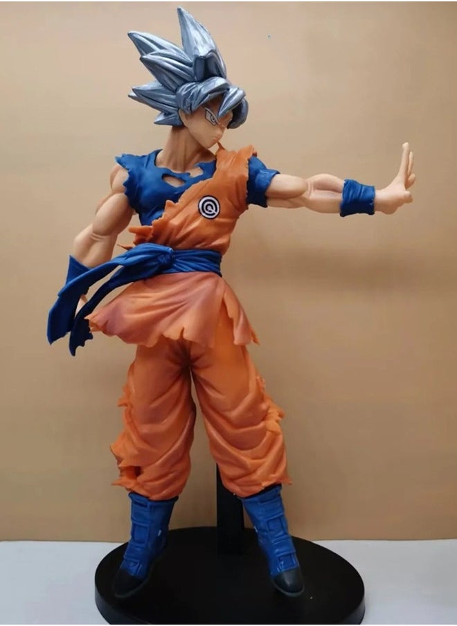 Dragon Ball Silver Hair Goku Action Figure Decorative Resin Sculpture Home Decor Statue, Art Figurine Home Ornament Decoration for Office, Living Room, Bedroom, Book Shelf, TV Cabinet, Desktop