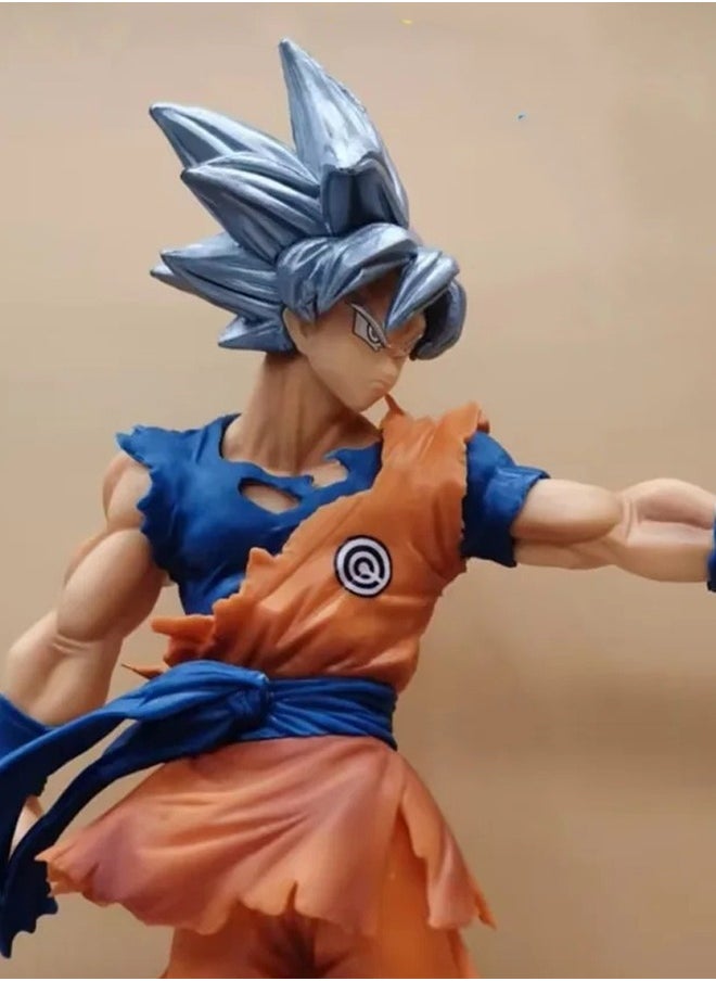 Dragon Ball Silver Hair Goku Action Figure Decorative Resin Sculpture Home Decor Statue, Art Figurine Home Ornament Decoration for Office, Living Room, Bedroom, Book Shelf, TV Cabinet, Desktop