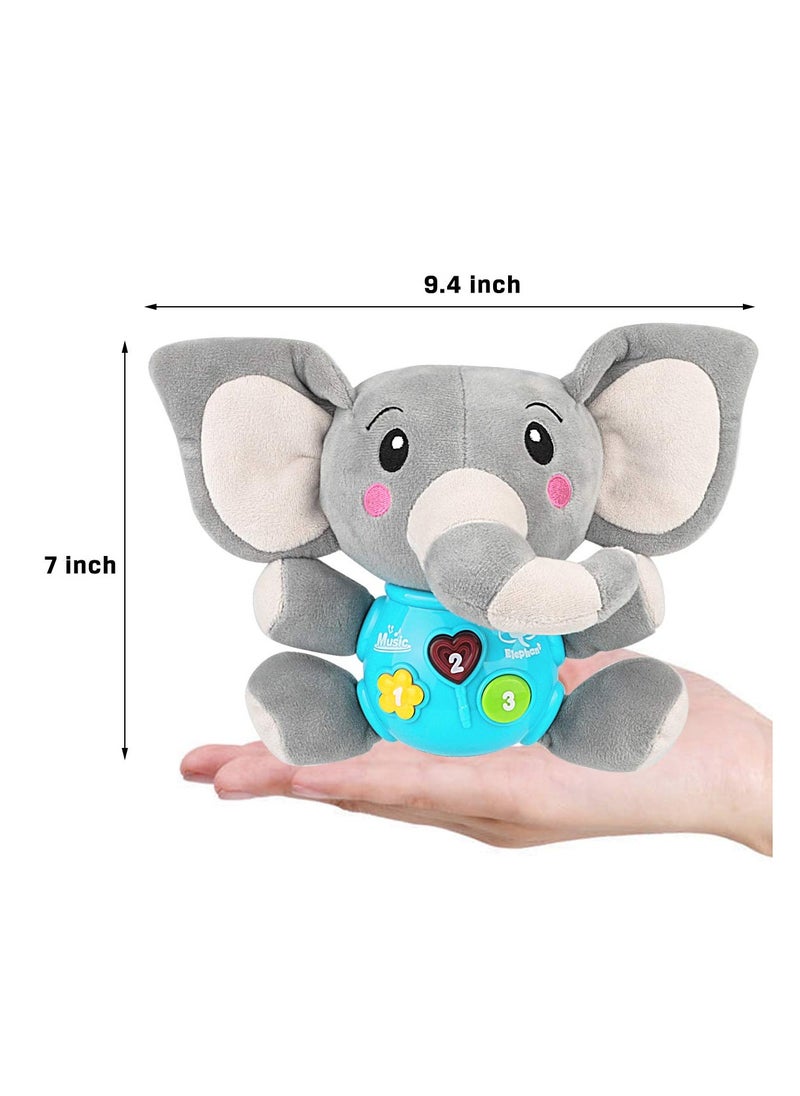 Plush Elephant Music Baby Toys 6-12 Months, Cute Stuffed Aminal Light Up Baby Toys, Newborn Baby Musical Toys for Infant Babies Boys & Girls Toddlers 0 to 36 Months Best Gift (Gray)