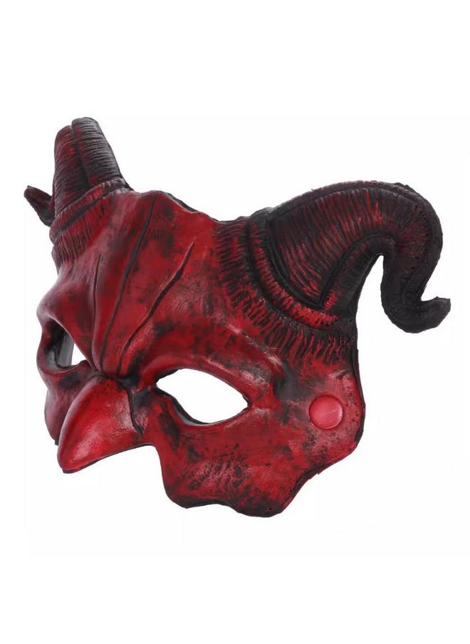 Devil Horn Mask Demon Horn Mask Horror Half Face Mask Scary Horns Ghost Mask Cover For Halloween Party Masquerade Cosplay Costume Props (Red)