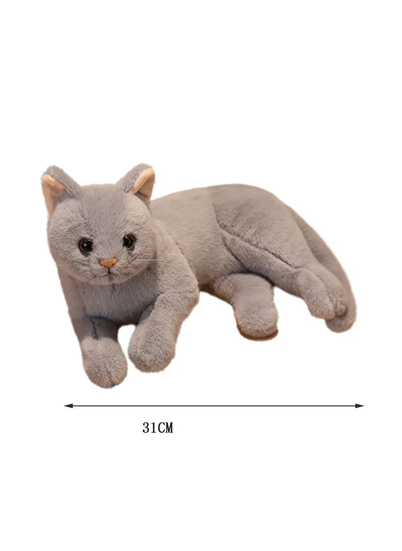 31 CM Simulation Cat Plush Toy Soft Stuffed Cute Animal Doll For Girls And Boys All Ages Gift（Style 2）