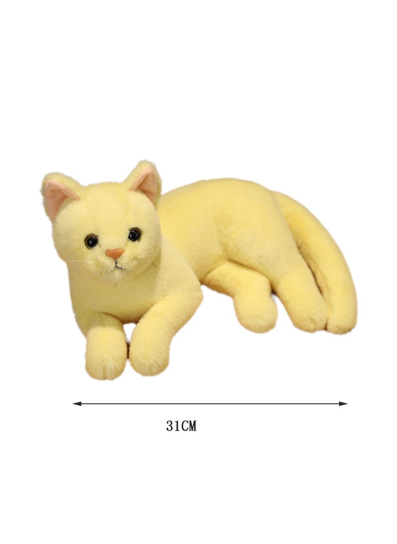 31 CM Simulation Cat Plush Toy Soft Stuffed Cute Animal Doll For Girls And Boys All Ages Gift（Style 1）