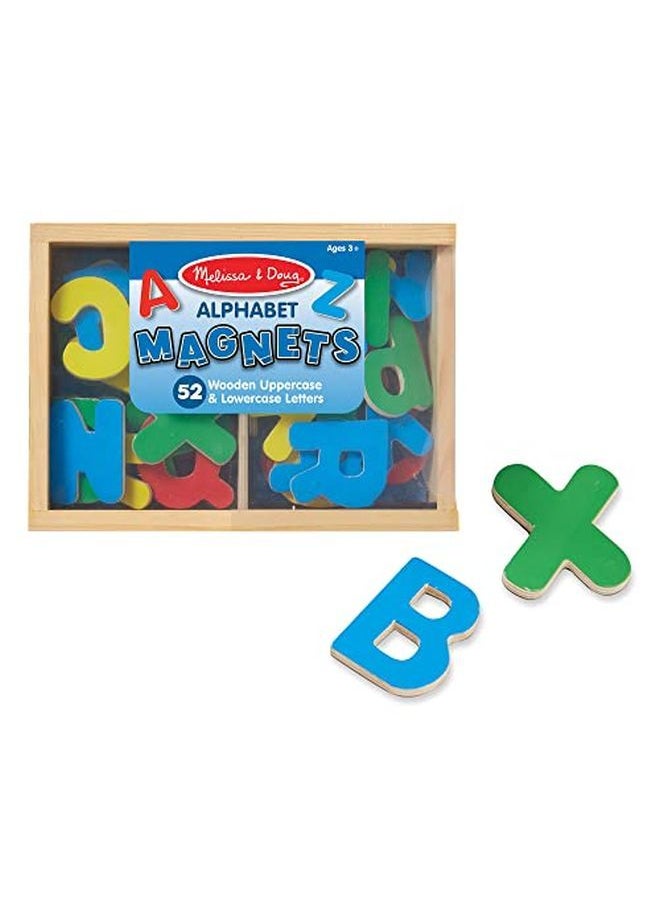 52 Wooden Alphabet Magnets In A Box Uppercase And Lowercase Letters