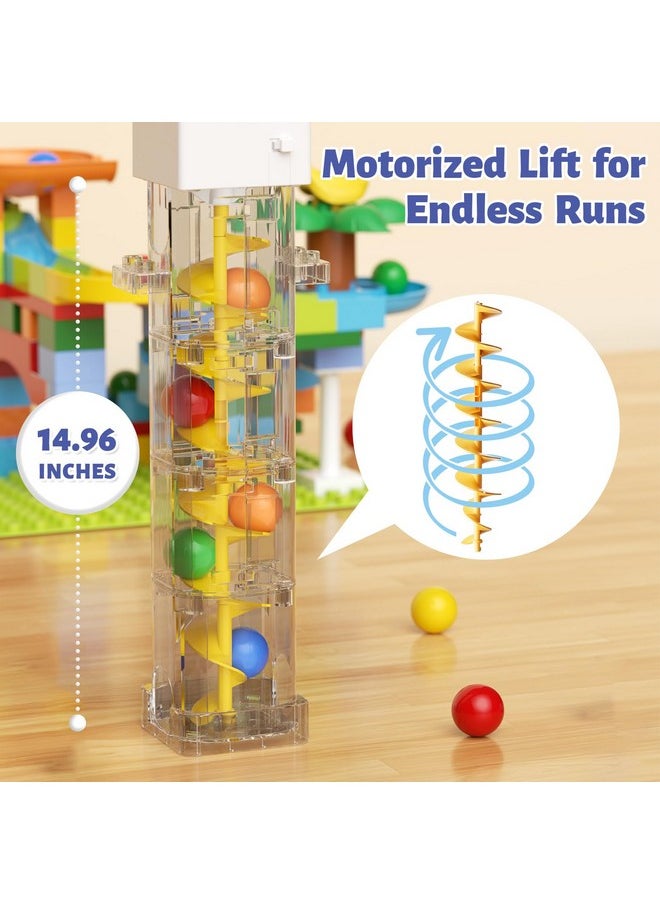 Marble Run Toy Motorized Elevator Marble Maze Kit With Perpetual Motion Machine, Building Block Educational Construction Game Playset Stem Learning Hand Eye Coordination Training Unlimited Diy