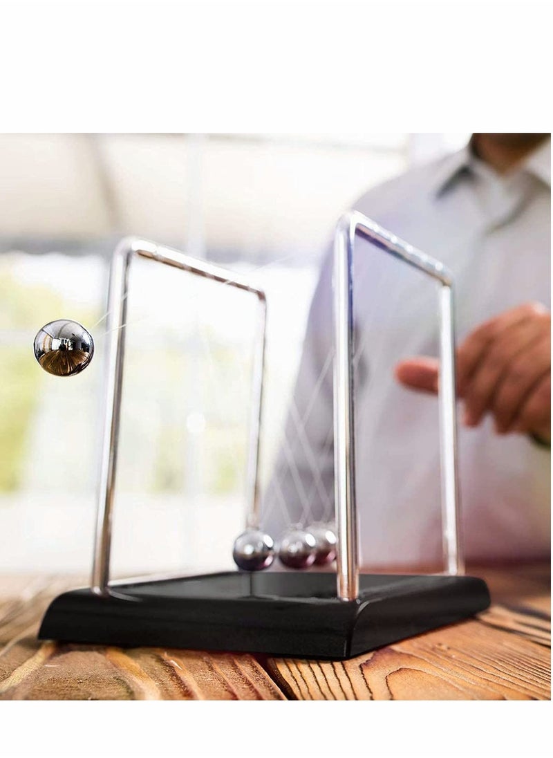 Classic Newton Cradle Balance Balls Wooden Base Newton's Cradle Balance Balls Adults Physics Science Steel Pendulum Ornaments Educational Toy Gift for Home Office Desk