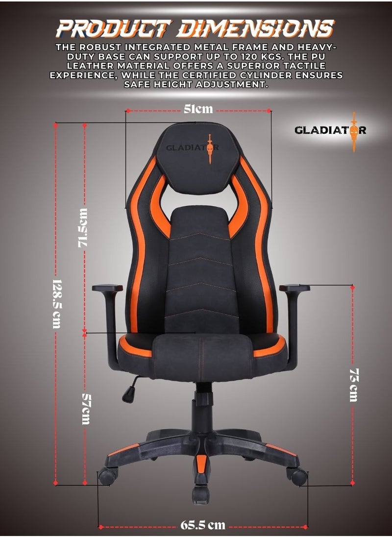 Pro Racing Style Gaming Chair with Premium PU Leather Ergonmic Cushion and Adjustable Backrest for Ultimate Gaming Comfort 128.5 x 65.5cm