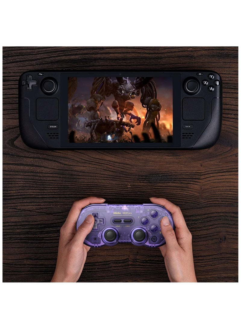 SN30 Pro Wireless Bluetooth Controller (Hall Effect Joystick Update) with Joysticks Rumble Vibration USB-C Cable Gamepad Compatible with Switch,Windows, Mac OS, Android, Steam (Crystal Purple)