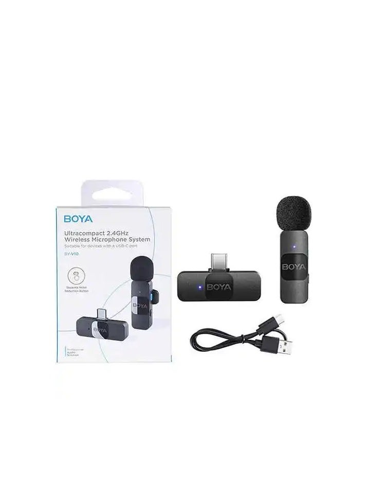 BOYA BY-V10 Ultracompact Wireless Microphone System with USB-C Connector for Mobile Devices (2.4 GHz)