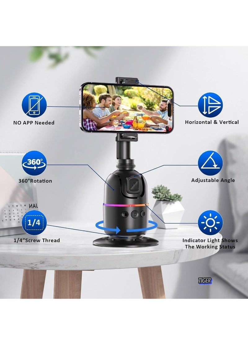 360° Rotation Smart Phone Holder with Auto Face Tracking – Gesture Control, No App Needed for Vlogging, Streaming, TikTok, Video Shooting – Universal Compatibility, Stable & Hands-Free Operation