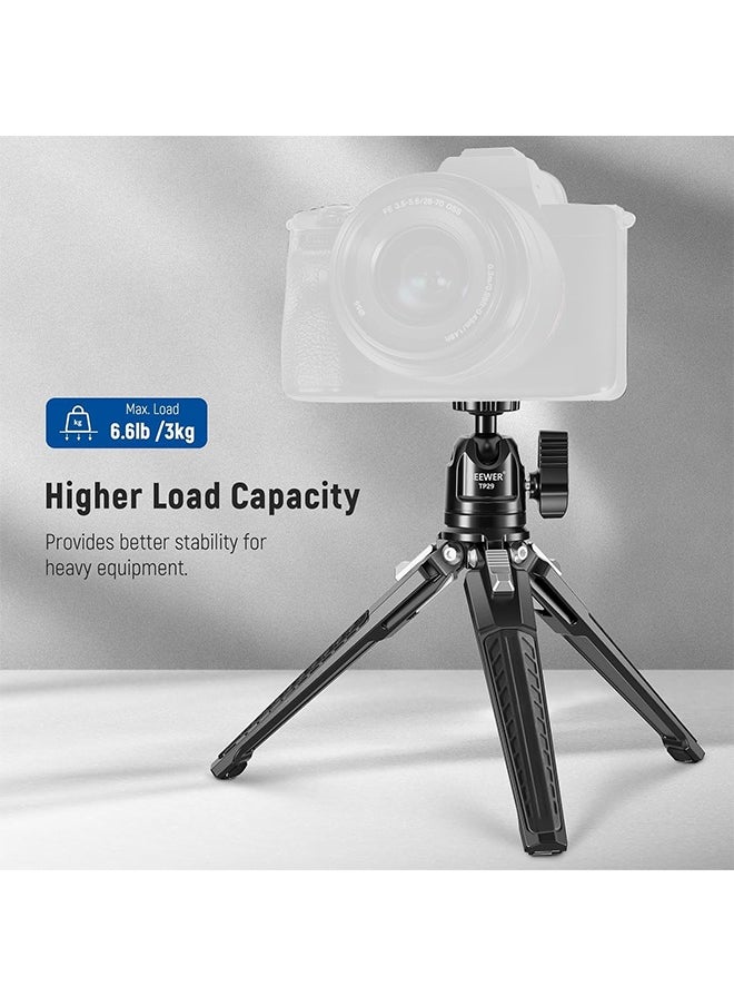 NEEWER Mini Metal Table Tripod with 360° Ball Head, Supports Vertical Recording and Handle, Portable Travel Tripod with 1/4 Inch Screw for Camera Mobile Phone Action Cam, Max. Load 3 kg, TP29