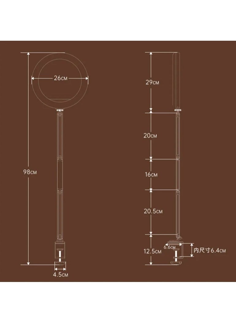 LED Selfie Ring Light With Phone Holder Photography Video Light Ringlight Phone Stand Desktop Clamping Fill Light Dimmable Lamp