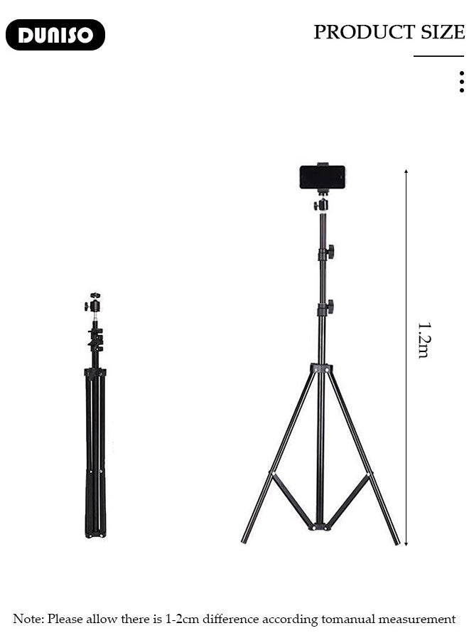 Selfie Ring Light with Extendable Floor Tripod and Phone Holder, Dimmable LED Beauty Camera Ring light with 360 Shooting Arm for Makeup, Photo Selfie, Video Recording, Live Streaming