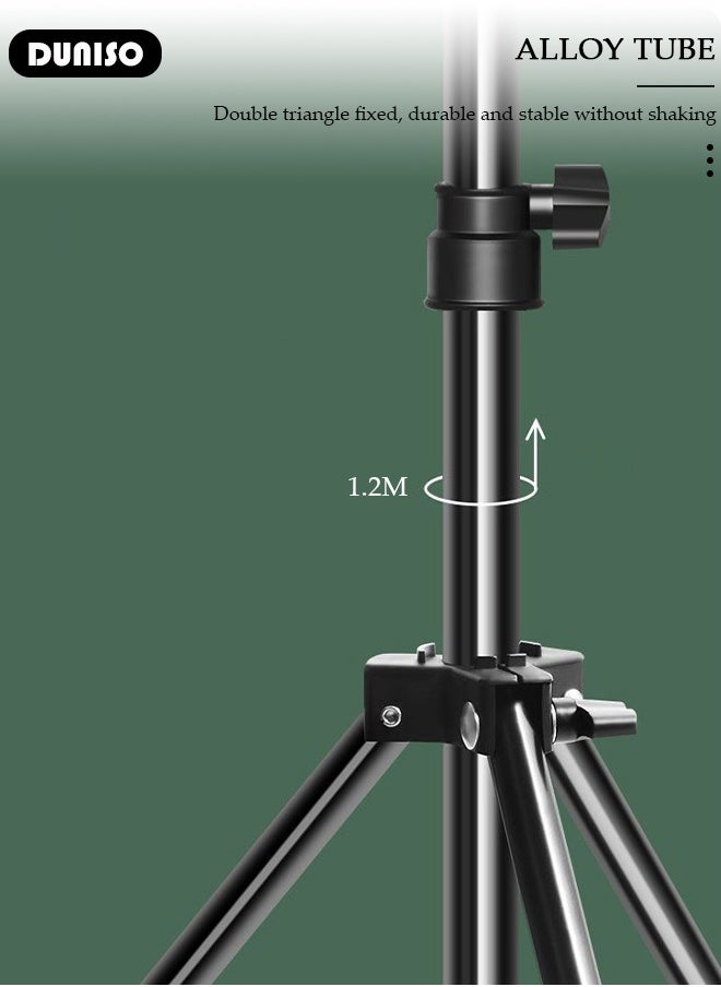 Selfie Ring Light with Extendable Floor Tripod and Phone Holder, Dimmable LED Beauty Camera Ring light with 360 Shooting Arm for Makeup, Photo Selfie, Video Recording, Live Streaming