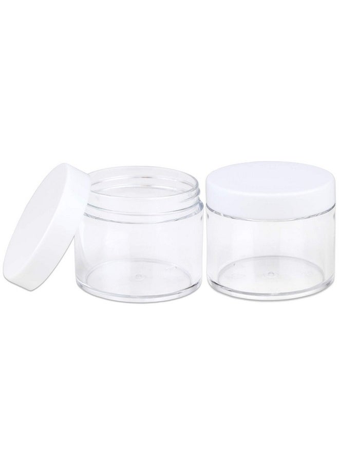 Beauticom 60 Grams/60 Ml (2 Oz) Round Clear Plastic Container Jars With White Lids Storage Makeup Cosmetic Lotion Scrubs (3 Jars)