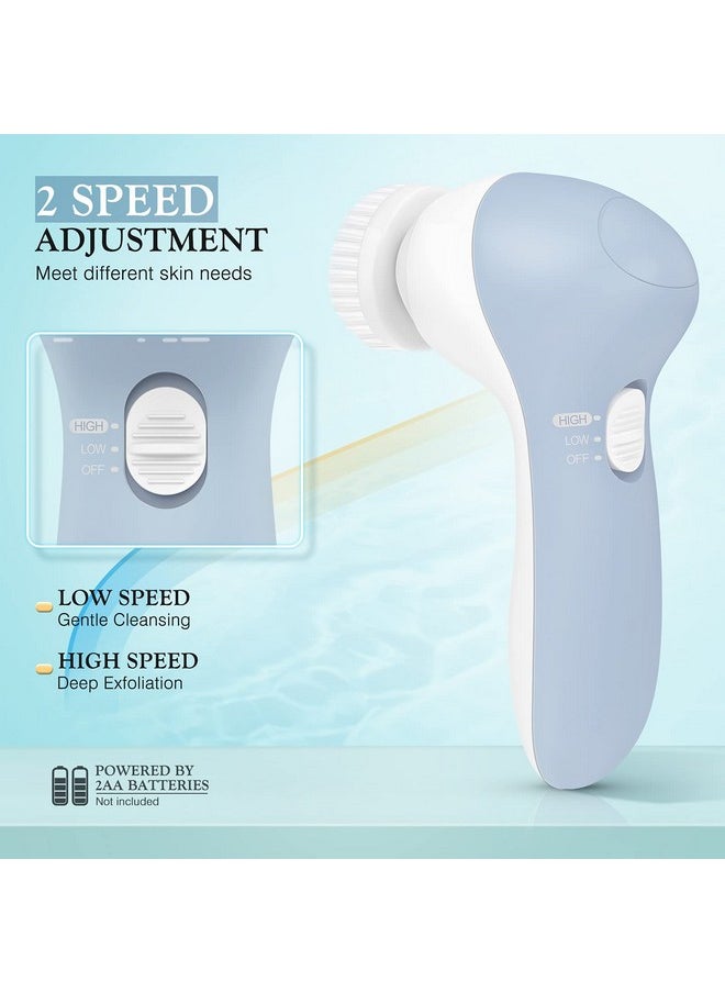 Facial Cleansing Brush Silicone Face Scrubber: 5 In 1 Fbs-D Electric Exfoliating Rotating Massage Device Waterproof Deep Cleaning Exfoliation Spa Machine - Electronic Skin Care Wash System