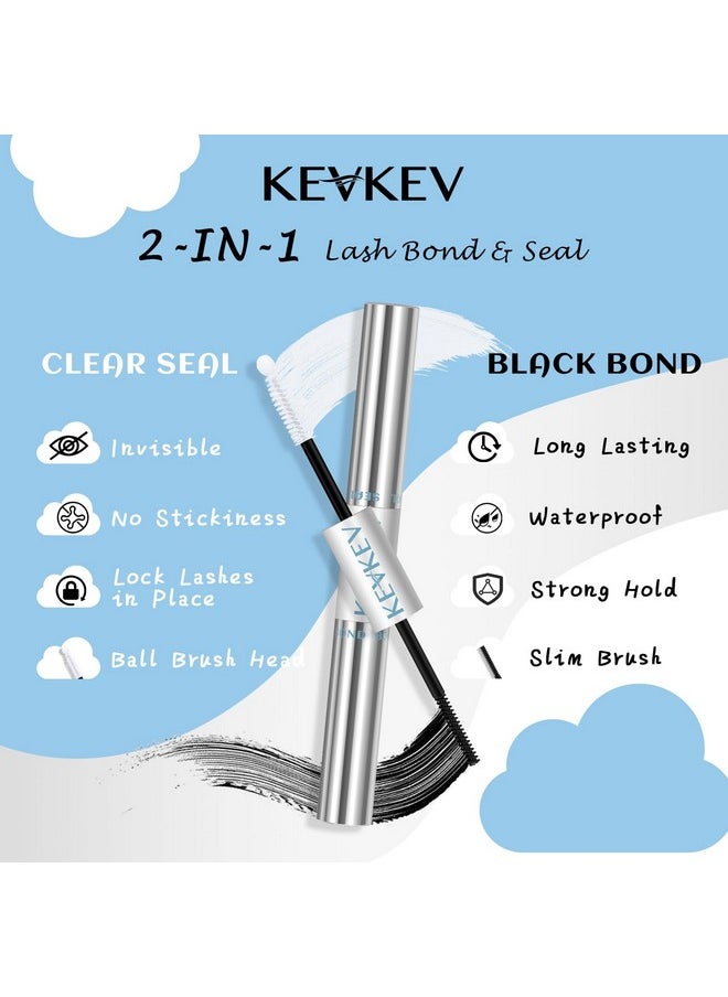 Lash Bond And Seal Lash Glue Waterproof Eyelash Glue With Lash Brush Eyelash Remover Cotton Swabs Eyelash Bond And Seal Lash Cluster Glue Strong Hold 72H Long Lasting(10Ml, Black Bond And Seal)