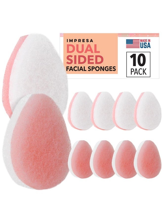 10 Pack Dual Sided Thick Facial Sponge For Daily Deep Cleansing, Gentle And Regular Exfoliating - Buff Facial Sponge Pads For Removing Dead Skin, Dirt, And Makeup - Made In Usa (Normal To Oily)