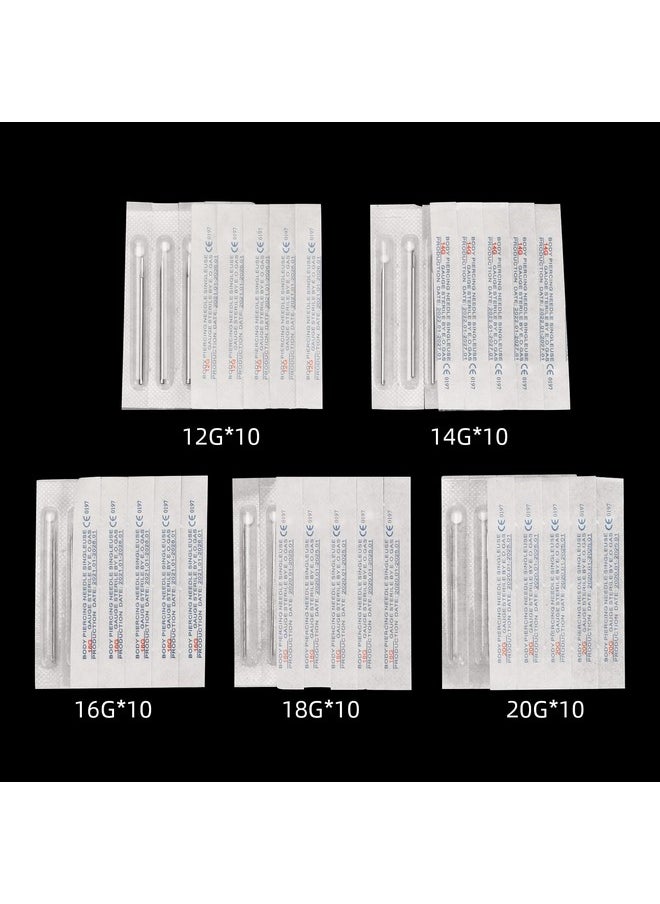 Iercing Needles, Atomus 50Pcs Mixed Ear Nose Piercing Needles 12G 14G 16G 18G 20G Stainless Steel Navel Nipple Lip Body Piercing Needles