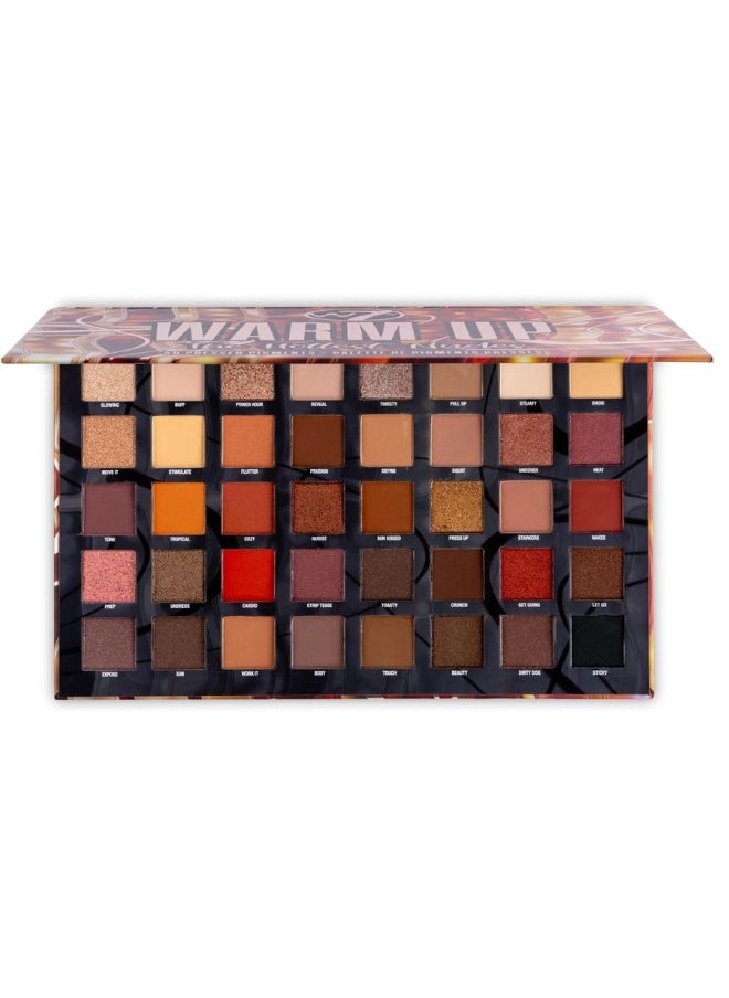 W7 Warm Up Pressed Pigment Palette - 40 High Impact Warm Tone Colours - Flawless Long-Lasting Glam Makeup