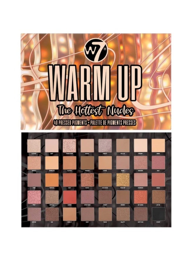 W7 Warm Up Pressed Pigment Palette - 40 High Impact Warm Tone Colours - Flawless Long-Lasting Glam Makeup