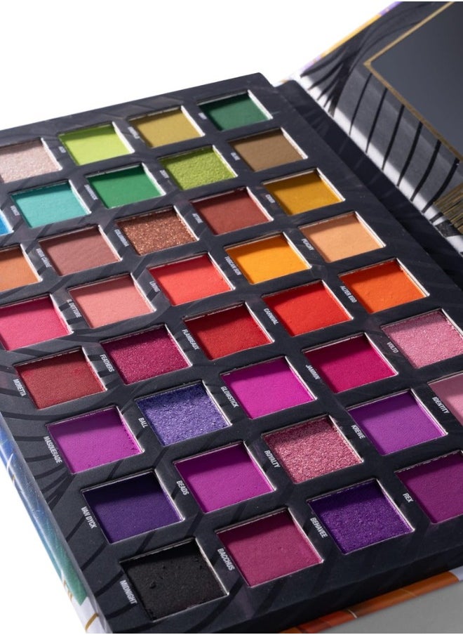 W7 Mardi Gras Pressed Pigment Palette - 40 High Impact Party Colours - Flawless Long-Lasting Bold Makeup