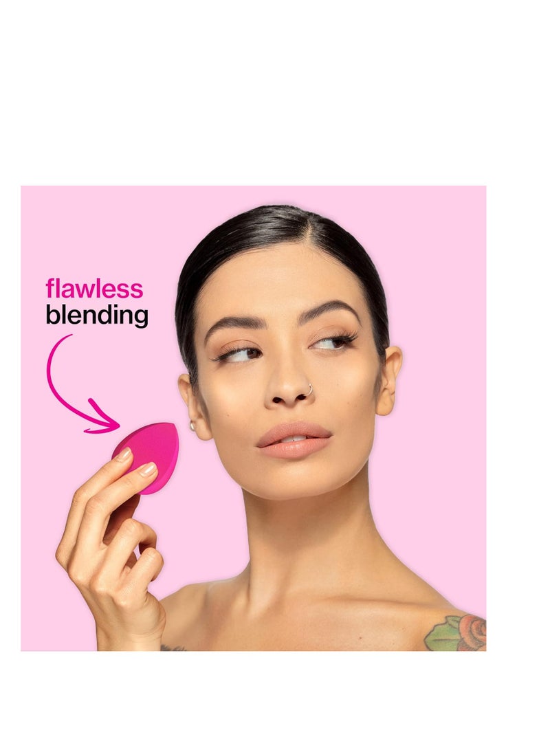 Makeup Sponge - Low Product Absorption for Streak-Free Application, Effortless Blending Beauty for a Smooth Professional Looking Finish, Cruelty-Free & Vegan- Pink