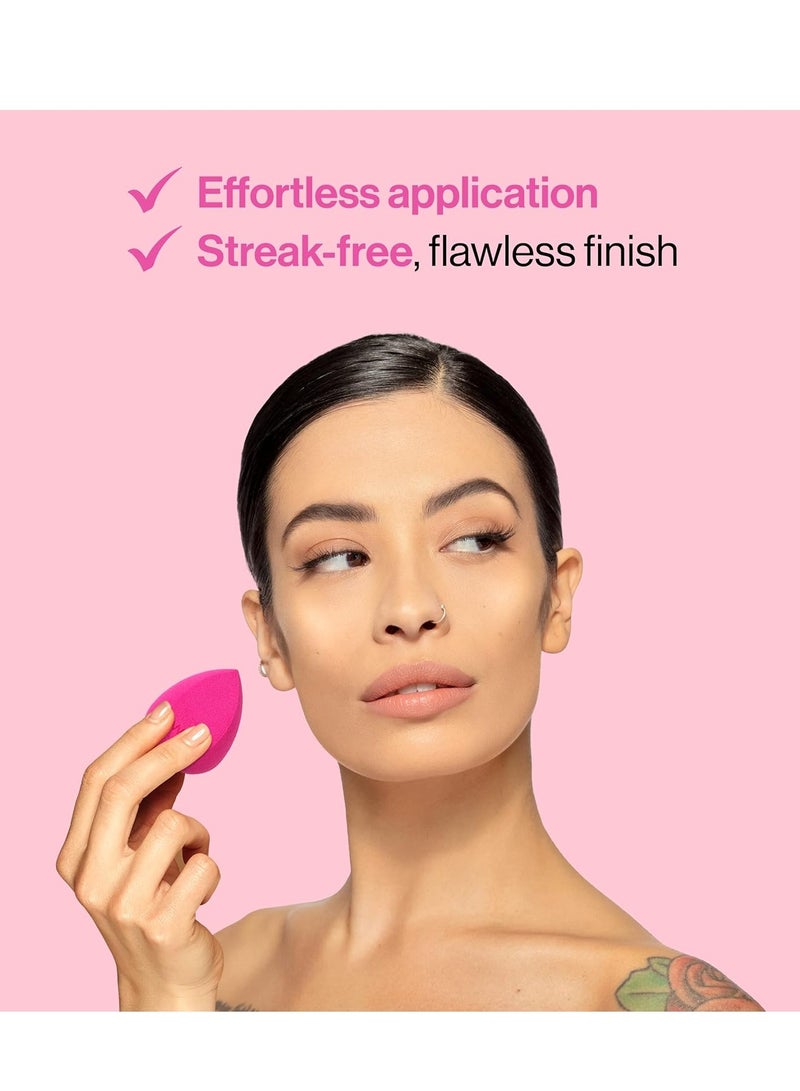 Makeup Sponge - Low Product Absorption for Streak-Free Application, Effortless Blending Beauty for a Smooth Professional Looking Finish, Cruelty-Free & Vegan- Pink