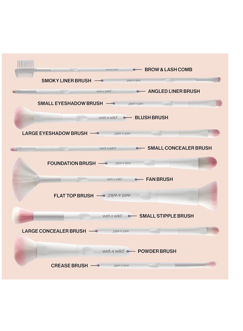 Eyebrow and Liner Brush, Dual-Ended Precision, Angled for Definition, Ergonomic Handle for Comfortable Precision Control, Cruelty-Free & Vegan White