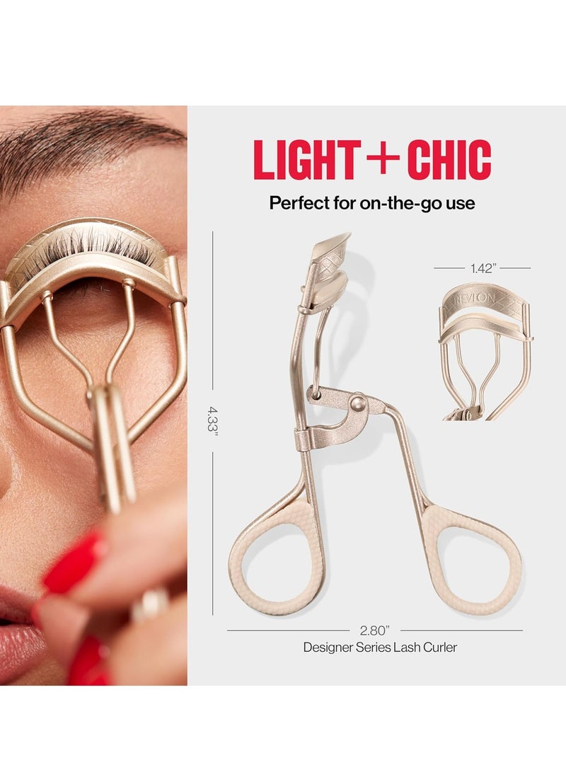 Designer Series Lash Curler, Eyelash Lift for an Eye Opening Look, with Finger Grips for a Non Slip Grip, Easy to Use, 1 Count Beige